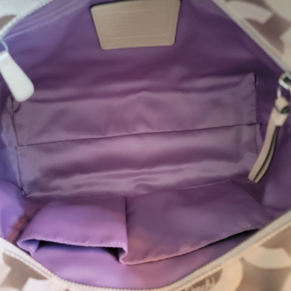 Coach Signature Buckle Tote Bag Tan With Leather Trim - Picture 10 of 14